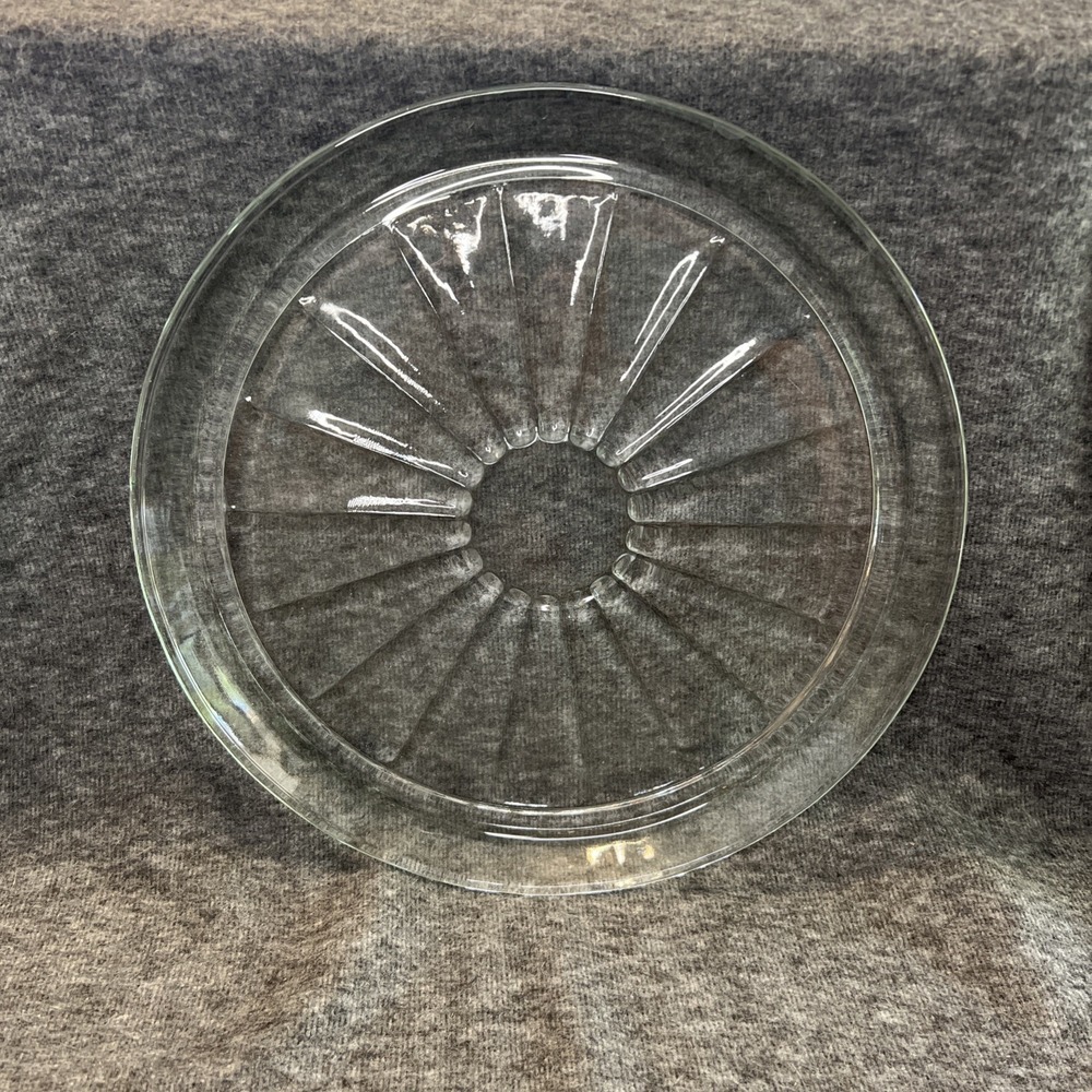 Vintage Clear tray/Sandwich Large Glass Tray/round glass tray/Snack‎ plate